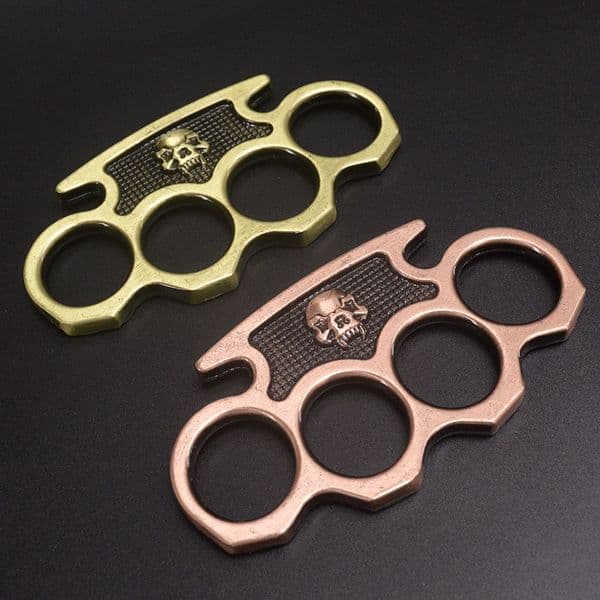 Skull Four-finger Ring Brass Knuckles Martial Arts Practice Gloves Travel Tools S260528