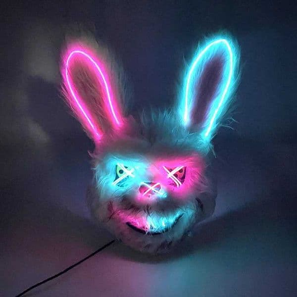 New Design Glowing Bloody Rabbit Mask Led Neon Cosplay Bear Mask Halloween Horror Carnival Masquerade costume Decoration PropsXJ250905