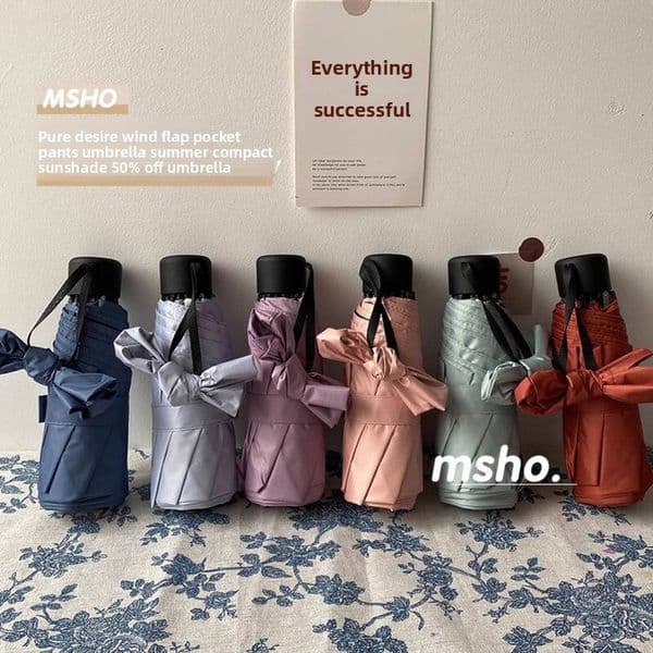 Msho Pure Desire Heavy Color Series Pocket 50% off Eight-Strand UV Protection Black Coating Portable Dual-Use Umbrella Ins