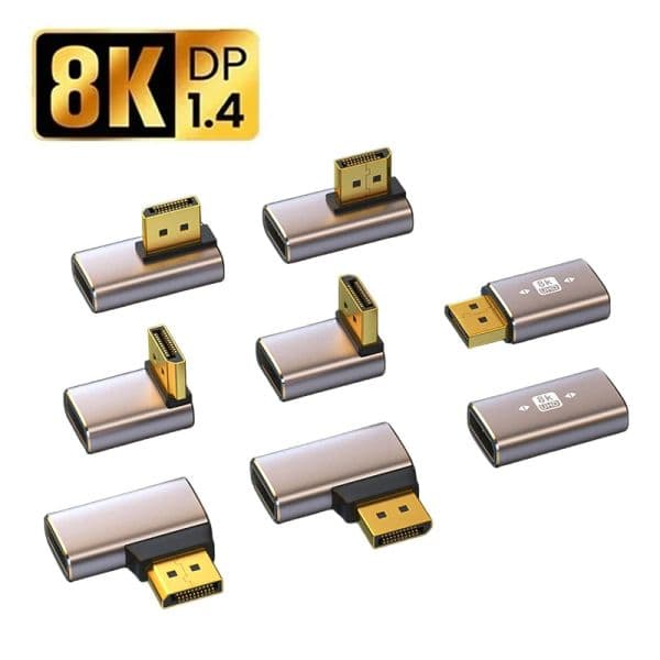 90 Degree Display Port1.4 Adapter Male to Female Converter 8K 60Hz HDR Video DP Interface Extender for Desktop Computer Monitor