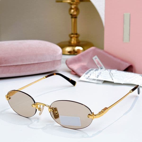 Designer Womens Oval Mini Sunglasses Frameless ellipse Lady Personality Classic retro womens oval sunglasses SMUA54