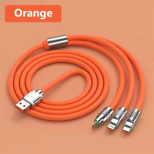 3 in 1 USB Charger Micro USB V8 Cable PD Type C 120W Quick Charge 6A Alloy Fast Charging Cables Liquid Silicone For iPhone 16 15 Xiaomi Huawei Samsung Android phones