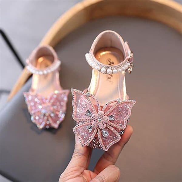 Summer Girls Sandals Fashion Sequins Rhinestone Bow Girls Princess Shoes Baby Girl Shoes Flat Heel Sandals Size 2135250904wwBJ