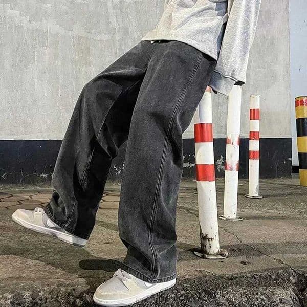 Good Quality Streetwear Loose Jeans Men Korean Style Fashion Loose Straight Wide Leg Pants Mens Brand Clothing Black Light Blue W250905