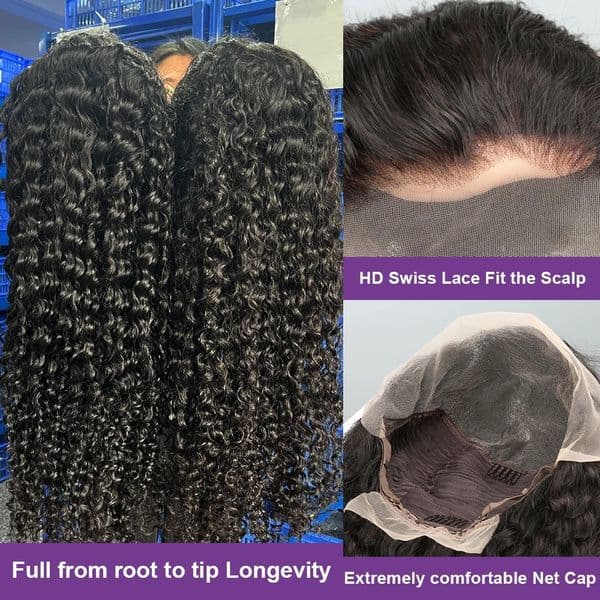 Deep Frontal 34 36 Inch Curly Human Water Wave Lace Front Brazilian 13X4 Wear And Go Glueless With Baby Hair For Wemon Curly