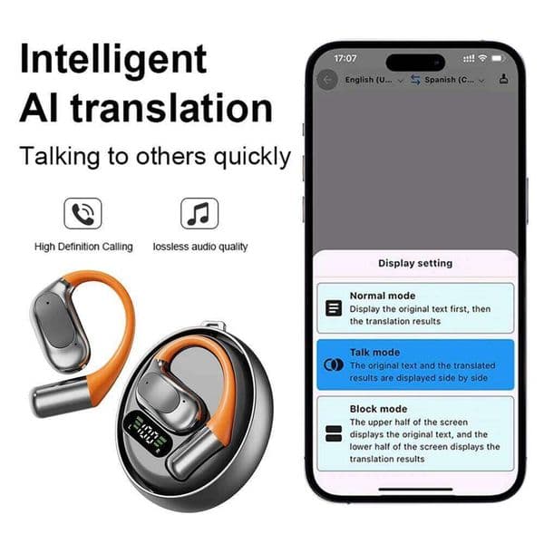 Wireless BT AI Translator Headphons 144 Languages Translatior Real-Time Voice Translators Noise Cancelling Earbuds For Travel