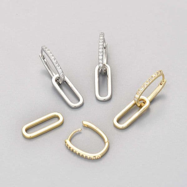 DHpet Korean - inspired Minimalist and Unique Micro - set Zircon - inlaid Elliptical Ear Clips for Women
