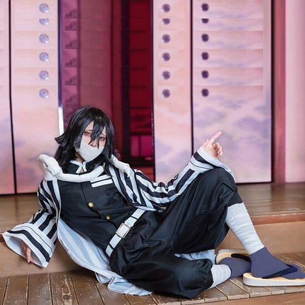 Anime Demon Slayer Iguro Obanai Cosplay Costume Wig Kimono Halloween Party Suit