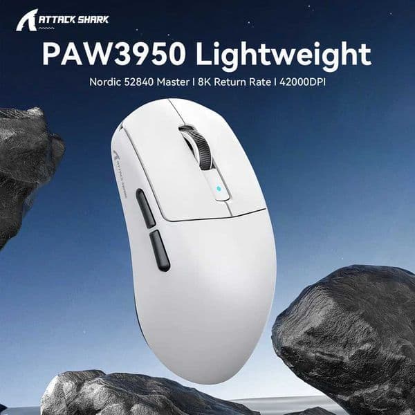 ATTACK SHARK R6 Wireless Gaming Mouse 38G UltraLightweight TriMode PAW3950MAX 42000DPI for PCPSXboxMac Ergonomic Design Z250906