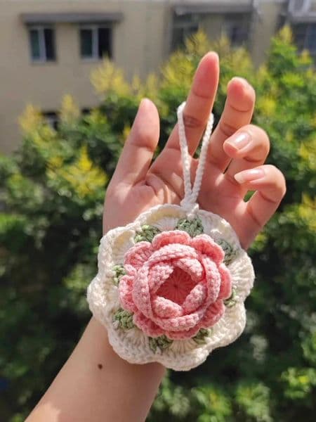 Camellia Headphones Handmade Woven Gift Coin Purse Creative Mini Small Bag Key Pouch Car Pendant