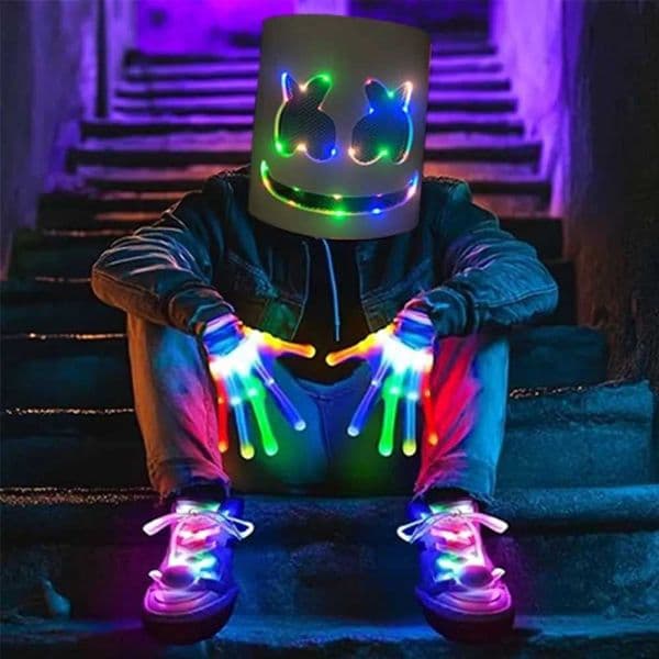 Unique LED Halloween Luminous Head Cover Glowing Plastic DJ Marshmallow Mask Neon Universal Cosplay Headgear party W250906