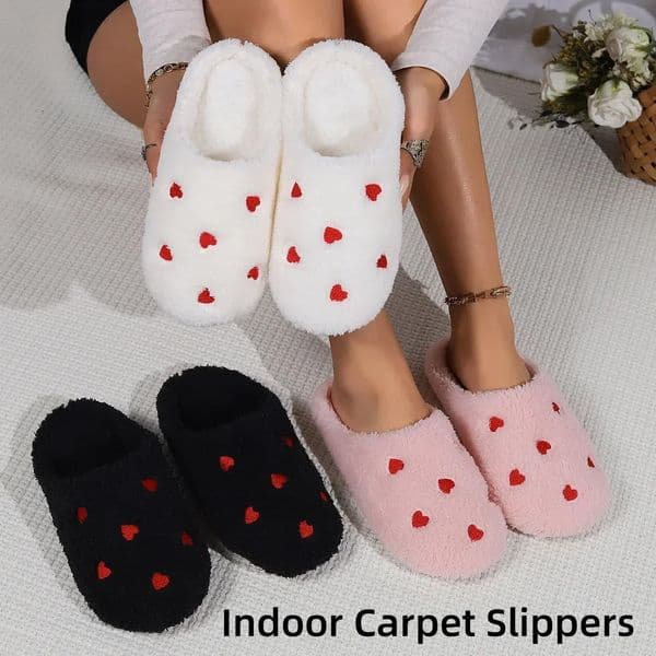 Winter Womens HeartShaped Slippers Love Mute Soft Sole Shoes Indoor Comfortable Cute Silent Carpet Light Living Room 250905BJ
