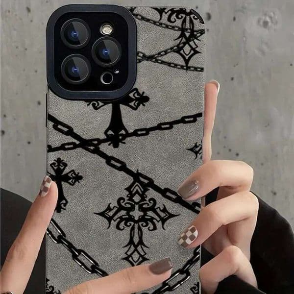 DHgargets Suede Necklace Cross Compatible with Apple 16 Pro Max Shockproof Phone Case 15 New iPhone 14