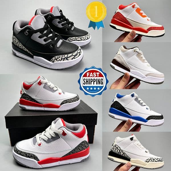 Kids shoes 3 Running Shoes Toddler designer 3s basketball shoe J3 childrens shoes sneaker girls boys White Black sports sneakers size 24-35