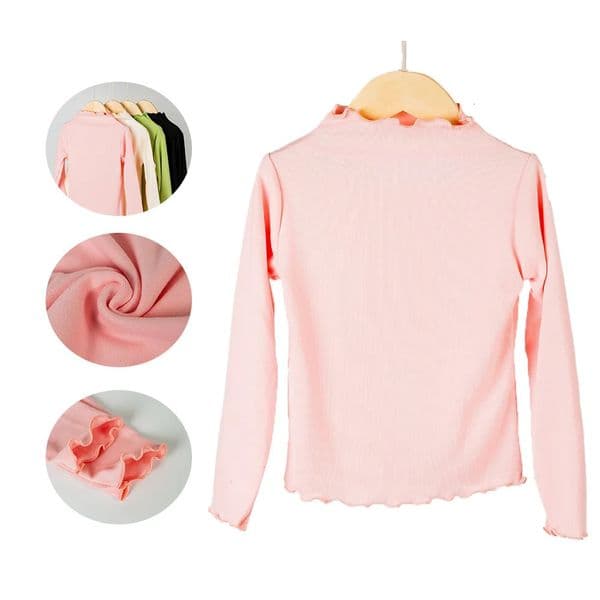 2025 Childrens Clothing Autumn And Winter Long Sleeved Girls Base Fashion Collar Lace Solid Color Long Sleeved TShirt 250906BJ