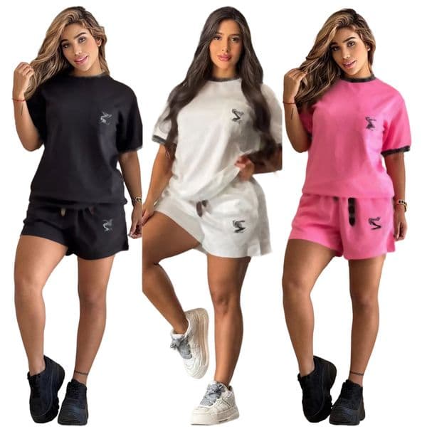 Women's Tracksuits Summer Designer T-shirt And Pants Two Piece Sets Women Polo Crop Top And Shorts Matching 2pcs Streetwear Outfits Womens Sporting Clothing