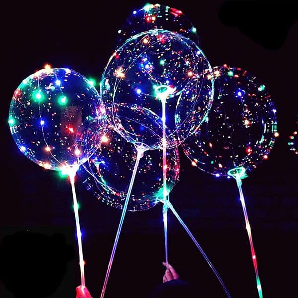 LED Light Up Bobo Balloons Flashing Handles 20 Inches Bubble Bobo Balloons 70 cm Sticks Christmas Birthday Party Decoration 250906BJ