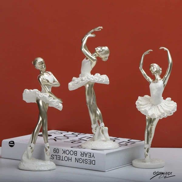 Ballerina Figurine Modern Statuette Ballet Girl Statue Desktop Ornament For Table Centerpiece Shelf Bedroom Bookshelf Home Decor Y250315 thumbnail 2