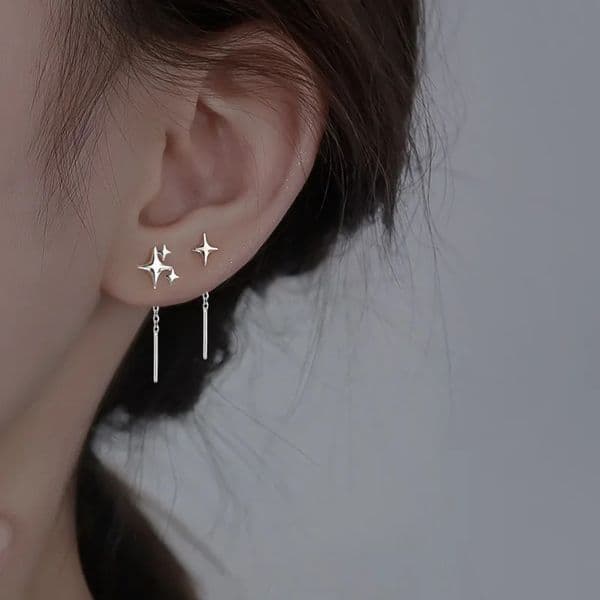 Ventfille 925 Sterling Silver Star Earring for Women Girl Simple Tassels Chain Fashion Office Jewelry Gift Drop 250908BJ