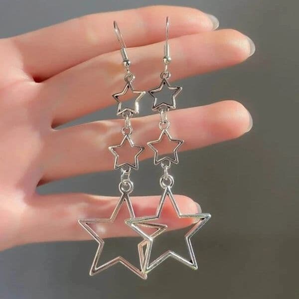 Hollow Ear Hook Long Earring Simple Summer Jewelry Party Gifts Geometric Pentagrams Earrings for Women Girls 250908BJ