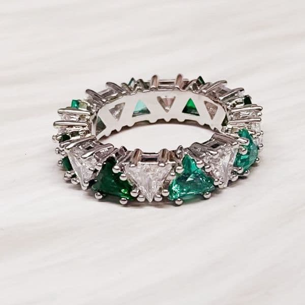 TB BHULAMTE Designer Luxury Product Shining Fresh Gradient Triangular Cutting Ring Personalized Temperament Round Simple Diamond Accessories Fashion Jewelry