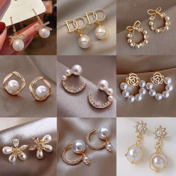 Simple and elegant pearl bow earrings for women, versatile and fashionable stud earrings