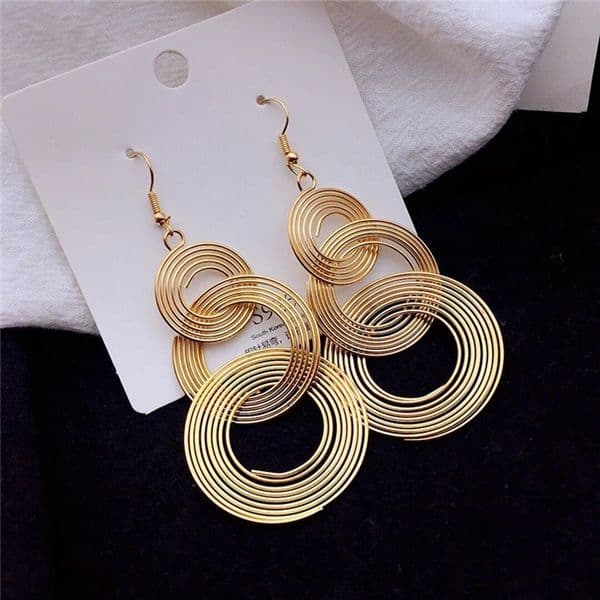 European Statement Round Drop Earrings for Women Party Metal Wire Wrapping Circle Dangle Vintage Long Geometry Jewelry 250908BJ
