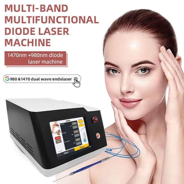 New High Efficiency Diode Laser Dual Wave Lipolysis Fat Dissolving 980Nm 1470Nm Fiber Optic Coupling Equipment Safe Skin Tightening Face Lifting Devic
