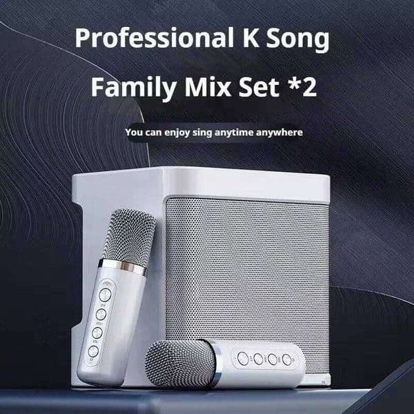 #Portable Dual Microphone Karaoke Hine Adults Kids Speaker KTV System HIFI Stereo Bluetooth Mic For Home Party Gifts