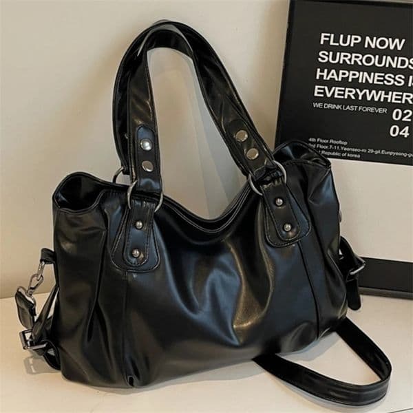 Retro Roomy Shoulder Bag Female Solid Color Classic Crossbody Bag Large Capacity Style Soft PU Leather Tote Bag 250906BJ