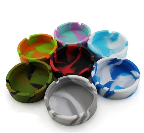 Soft Silicone Ashtray Round Luminous Mini Ash Tray Portable Anti-Scalding Cigarette Holder Home Novelty Crafts Smoking Accessories