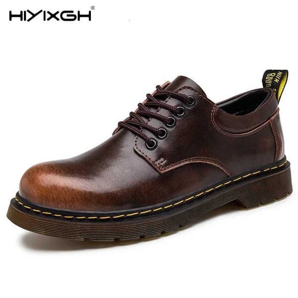 Mens shoes large size casual leather shoe polished leather uppers breathable and warm nonslip wearresistant soles work shoes W250909