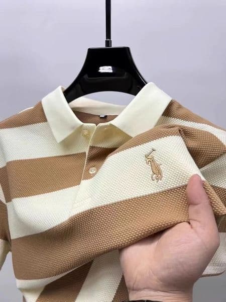 High-end short-sleeved T-shirt men's lapel polo shirt summer mercerized cotton T-shirt middle-aged handsome.