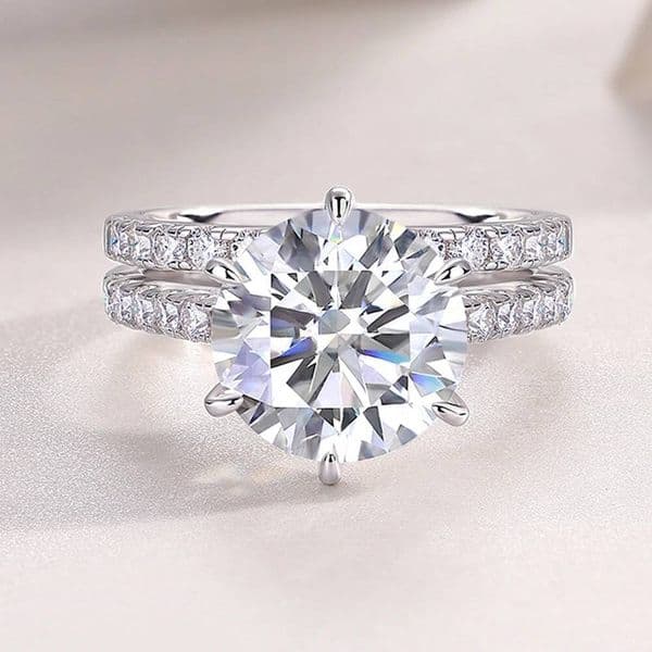 Serenity 5ct D Color Big Moissanite Diamond Rings Set for Women Man Wedding Bridal 925 Sterling Silver Row Ring Anniversary Gift