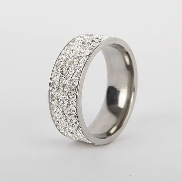 Women Men y Stainless Steel Ring Crystal Rhinestone Wedding Engagement Band Fashion Jewelry Size 712 250909BJ