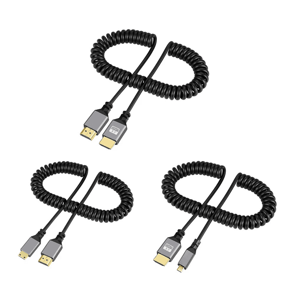 4K 60HZ Micro HDTV to HDTV Audio Video Cable Male to Male Extension Spiral Cable for Laptop Macbook Camera to HDTV Projector