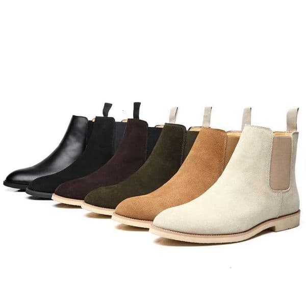 Mens Classic Chelsea Boots Cow Suede Genuine Leather Men Fi British Style Short Ankle Boot Mens Casual ShoesXJ250909