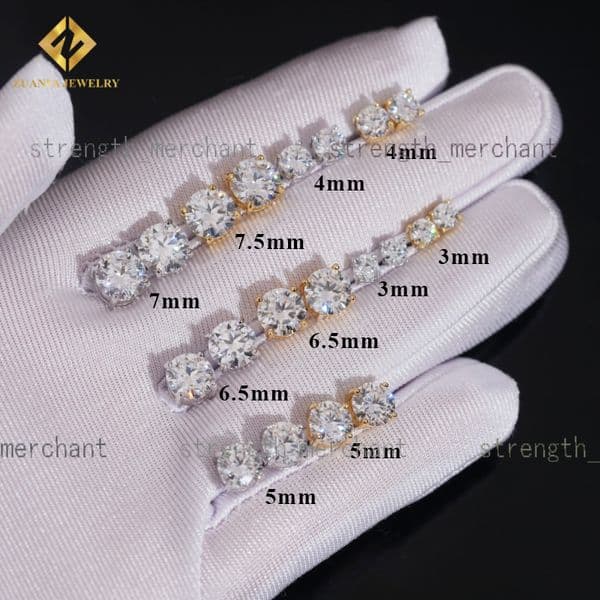 Hot Sale Jewelry 925 Sterling Silver Round Cut 375mm Earrings Cluster Vvs Miossanite Iced Out Stud Earring