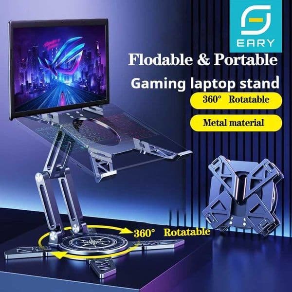 Eary Laptop Stand For Desk Metal Computer Riser Foldable 360 Rotate Adjustable Tablet Notebook Holder Compatible with 1218InchXJ250909