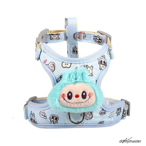 Labubu Dog And Leash Set, Step-In Soft Mesh Puppy Cats Harnesses Vest With Cute Doll Decorations, Breathable Designer Harness For Pomeranian, Poodle, Bichon,