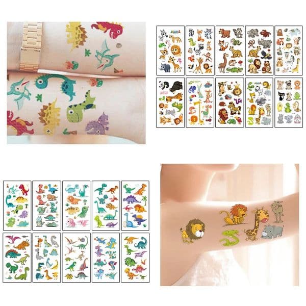 10 SheetsSet Animal Dinosaur Space Watch Childrens Tattoo Stickers Face Arm Body Waterproof Temporary Tattoo for Kids Gift 250908BJ
