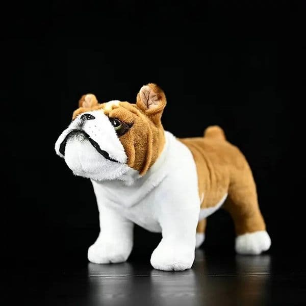 28x19cm Bulldog Plush Toy Simulation High Bull Terrier Plushie Dogs Lifelike Soft Stuffed Animals Doll Kawai Gift 250909BJ