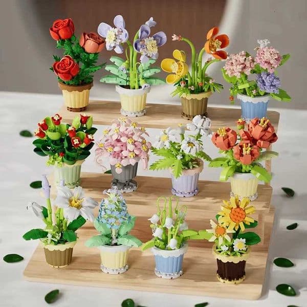 Particle building block flower simulation bouquet small particle assembly puzzle toy childrens handmade DIY potted desktop de Z250910