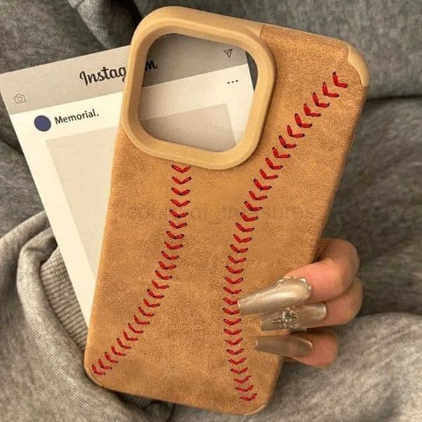 Baseball Stripe Bonded Leather Phone Case For iPhone 17 16 Pro Max 15 14 Plus 13 12 11 XS X XR 17 Air 16 Shockproof Bumper Cover M250910