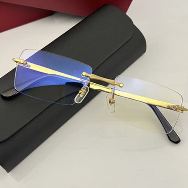 Norble Men Oversized Rimless Sunglasses Frame 55II-18-145 Lightweight Rectangular Titanium Luxury Business Eyeglasses for Prescription Goggles Fullset Desi Case