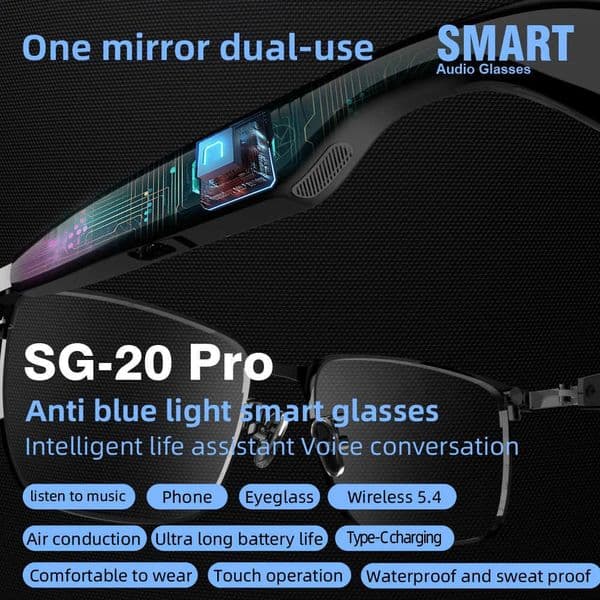 BT Smart Sunglasses Magnetic Frame 2 In 1 Audio Music Call AntiBlue Light UV400 Polarized Lens Women Men Smart Glasses M250910