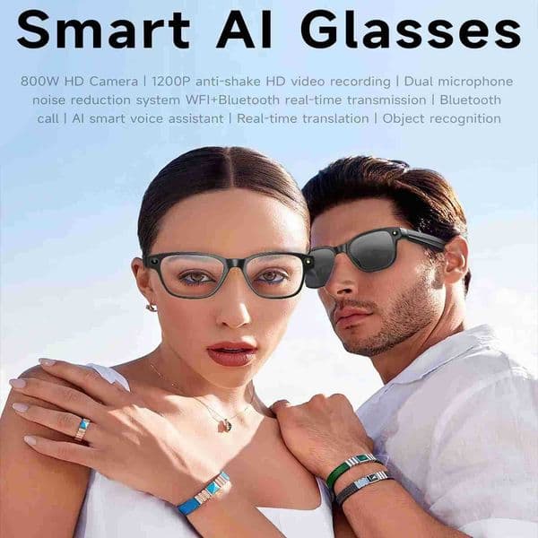 800W Smart Glasses Camera Voice Assistant Translation Touch Control Video Recording Waterproof BT Music Smart Sunglasses M250910