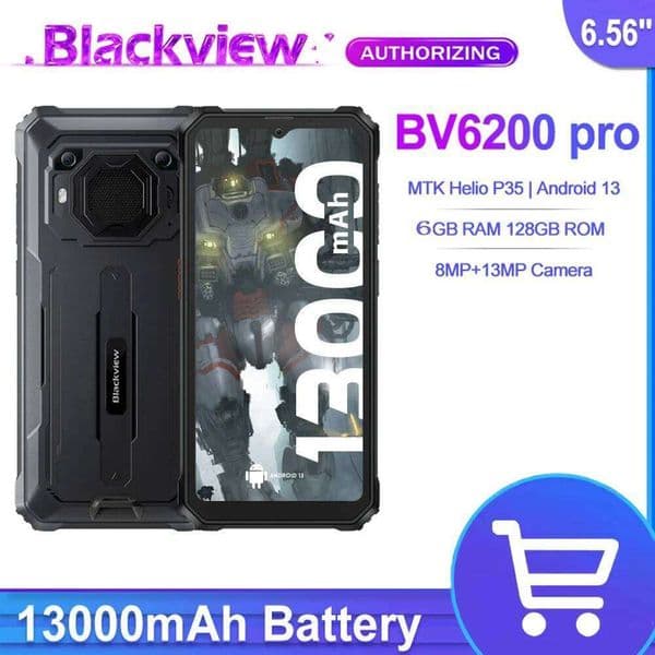 Blackview BV6200 Pro Helio P Android Red Celular 128GB IP Waterproof mAh W Fast Charger NFphone smartphone