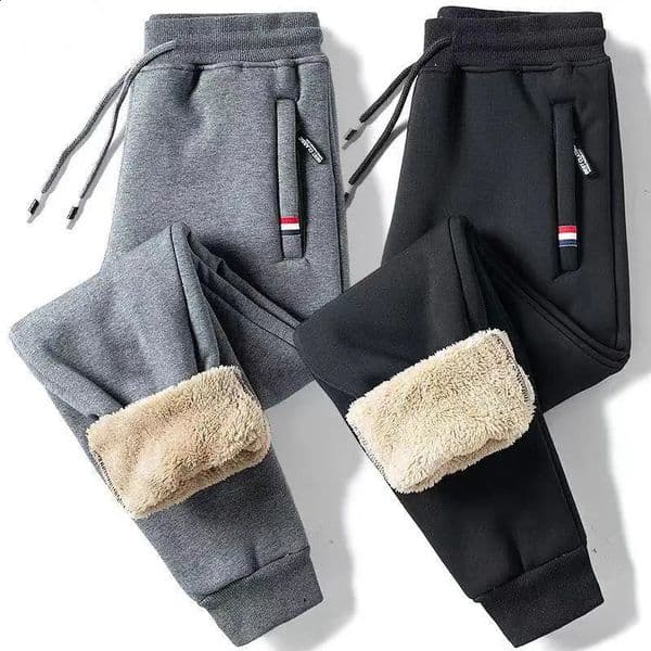 Winter Lambswool Warm Casual Pants Mens Fitness Jogging Sweatpants Male Solid Drawstring Bottoms Fleece Straight Trousers M5Xl250906BJ