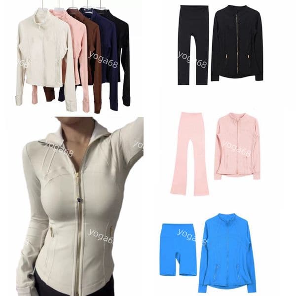 Yoga Jacket sets Gold zipper Women Define jacket Workout Sport Coat Fitness Jacket Sports Quick Dry Activewear Top Solid Zip definejacket Yoga Set 2025 new